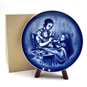 Bareuther 1970 Muttertag Mother's Day Plate Bavaria Germany Blue 8" Richter